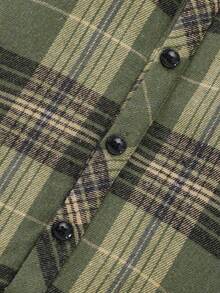 SHEIN 秋冬季格子灯芯绒背带连体衣婴儿套装 - 軍綠色 - 查看 8