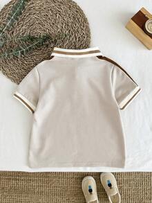 LMoss Kids LMoss   Young Boy Polo Shirt With Collar, Button Half Placket, 3D Bear Graphic, Casual Everyday Wear, Short Sleeve - Multicolor - View 2