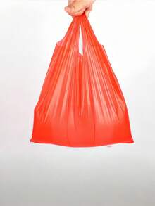 50/ 100 /150 /200 PCS Red Waistcoat Grocery Bags Heavy Duty Plastic Shopping Bags Reusable Tear Resistant Market Storage Bags For Supermarket Retail Store Household Essentials - Red - View 3