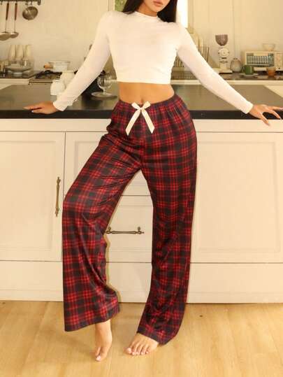 Lowkey Lull Women's Plaid Print Casual Pajama Bottoms
