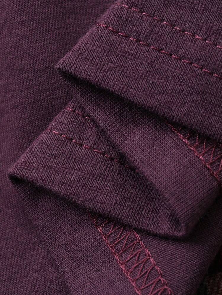 Solid Color T-Shirt Paired With Plaid Pants Men's Loungewear Set, Spring/Autumn