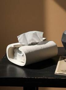 Cirelle 1pc Resin Tissue Box Antique Wabi-Sabi Style Dongshi Texture Tissue Box Desktop Holder Art Decoration Home Decor Gifthome Decor,School Supplies - Tissue Box - View 2