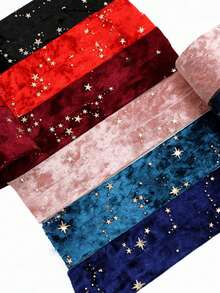 2Meter/Lot Double-Sided Gold Star Golden Velvet Cloth Ribbons 1"(25MM) Bow Cap DIY Clothing Accessories Party Gift - Multicolor - View 4