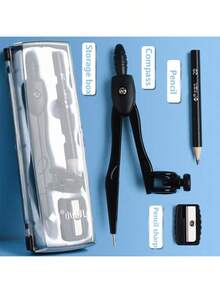 1 pieza Juego de compás de lápiz mecánico 2B, se adapta a bolígrafo/lápiz automático, kit de herramientas de dibujo y diseño para exámenes, de vuelta a la escuela