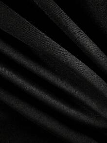 SHEIN Clasi Sudadera holgada con estampado de letras y contraste de color para talla grande - Negro - Ver 3