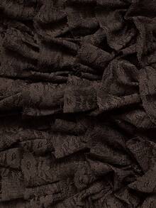 Low-Waisted Shorts With White Lace Ruffles - Coffee Brown - View 7