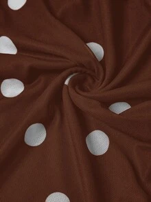Ellevyn Women's Pleated Printed Mesh Knit Dress Polkadot Dress Brown Polka Dot Dress Dinner Outfit For Women Polka Dot Dress - Brown - View 5