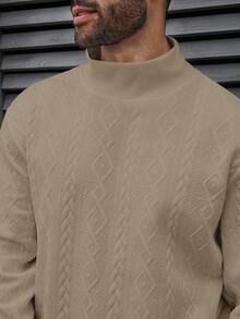 Manfinity Homme Herren Pullover in Große Größen, einfarbig, minimalistisch, Alltagspullover mit Rollkragen und Langarm - Khaki - Übersicht 3