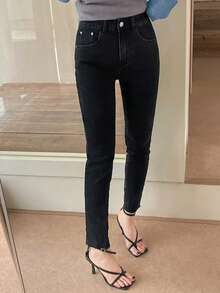 DAZY 女士高腰显瘦弹力紧身牛仔裤