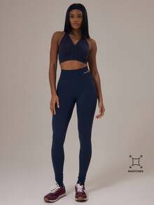 Musera Sport Sport Seamless Sculpt Scrunch Leggings Winter Activewear Sport Gym Workout - Navy Blue - View 3