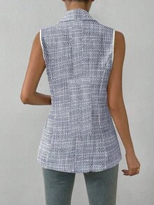 EMERY ROSE Áo vest dự tiệc thời trang đa năng cổ khoét cho nữ - Màu xanh nhạt - Xem 2