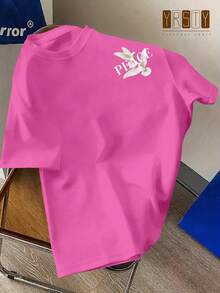 Glimmora 男士休闲日常鸽子印花T恤 - 玫紅色 - 查看 2