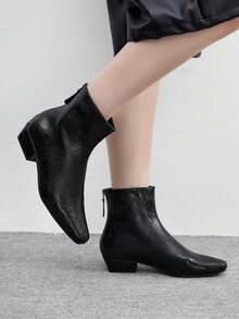 CUCCOO BIZCHIC Women's Fashionable Versatile Chunky Heel Ankle Boots For Christmas Valentine's Day - Black - View 5