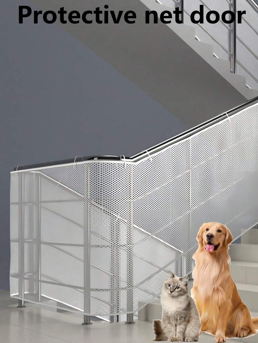 1 pieza Red de gruesa y resistente de malla fina para valla de balcón, escalera, barrera a prueba de gatos y perros, multiusos para protección de animales, uso en interiores y exteriores, del hogar - Multicolor - Ver 1