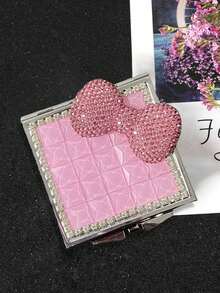 1个蝴蝶结造型便携化妆镜，新款法式方形金属小镜，饰有闪亮水钻蝴蝶结，双面折叠便携化妆镜，装饰礼品，适合送给亲戚、朋友、同事、女朋友，家居装饰，返校季房间装饰，学习用品 - 彩色 - 查看 13