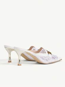 CUCCOO CHICEST 女士时尚优雅派对蕾丝金属装饰高跟鞋 - 白色 - 查看 10