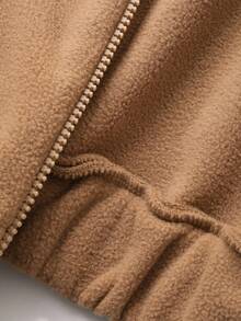 FRIFUL 女士休闲宽松拉链长袖保暖外套，秋冬女式大衣 - 卡其色 - 查看 7