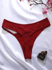 MidnightGlam Women's Shiny Hollow-Out Sexy G-String, Rave, Lingerie For Women,Sexy,Valentine's Day,Wedding - Red - View 2