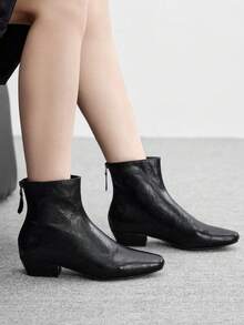CUCCOO BIZCHIC Women's Fashionable Versatile Chunky Heel Ankle Boots For Christmas Valentine's Day - Black - View 4