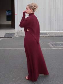 Turnttoni 紫色针织两件套 新款冬季加厚女士毛衣裙宽松两件套 - 紫色 - 查看 3