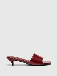 CUCCOO BIZCHIC Women's Square Toe Fashion Daily Wear Versatile Stiletto Slide Sandals - Burgundy - View 2