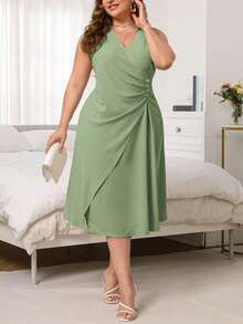 SHEIN Privé Vestido con pliegue en el lateral y borde envolvente talla grande