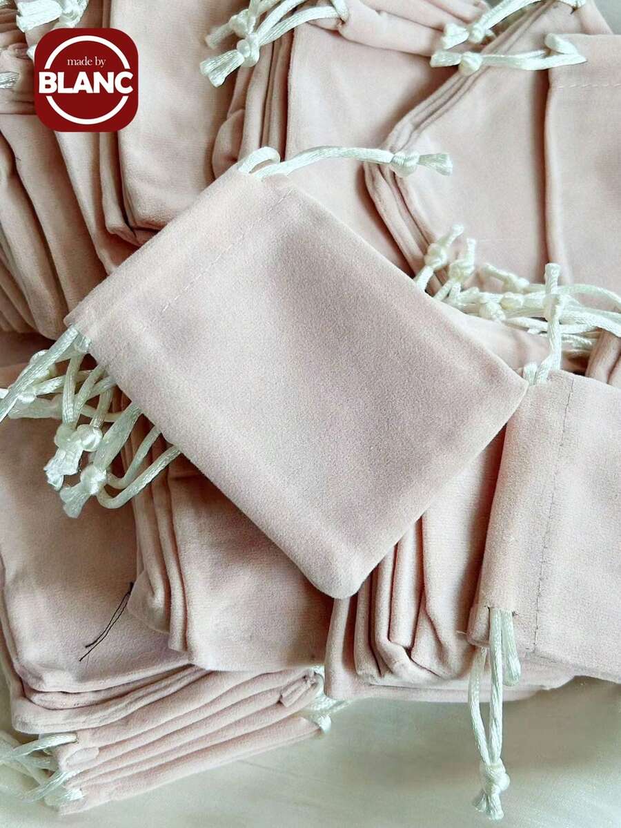 50 Dệt kim Đáy Một mặt Flocked Dây rút Phụ kiện trang sức Cái túi - Rượu sâm banh - Xem 1
