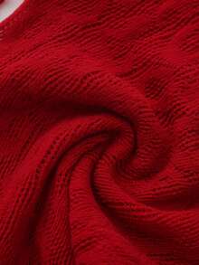 2pcs Christmas Wine Red Sexy Women's Lingerie Set, Cropped Top And Mini Skirt With Fishnet Overlay - Burgundy - View 4