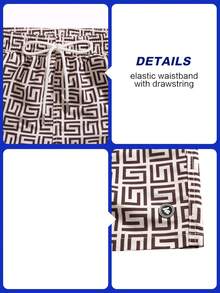 Manfinity VDAYZ Męskie kąpielówki plażowe z nadrukiem i ściągaczem - Morela - Zobacz 8