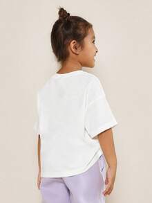 SUMWON Girls Cherry Flavour Graphic Print Short Sleeve Crew Neck T-Shirt With Juicy Fruits Text Design Casual Summer Top - White - View 2