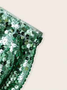 SHEIN ICON Women's Sequined Party Bodycon Mini Skirt - Dark Green - View 4