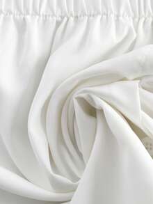 SHEIN Essnce Plus Size Women's Solid Color Minimalist Casual Skirt - White - View 5