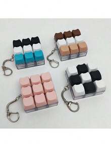 猫形钥匙扣减压坐立不安玩具，机械键盘开关测试器，钥匙圈，桌面装饰，手机吊坠，创意新奇抗焦虑流行坐立不安玩具 - 彩色 - 查看 5