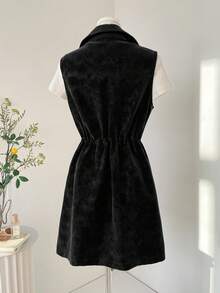 Muvela Đầm ngắn nữ kiểu vintage mới, không tay, thắt eo, dáng casual, thích hợp cho mùa xuân/hè. - màu đen - Xem 7