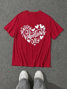 Manfinity Dauomo Tee-shirts de couple pour la Saint-Valentin, le meilleur cadeau de la Saint-Valentin, un cadeau parfait pour votre bien-aimé, convient à la fois pour la Saint-Valentin et le Nouvel An. - Rouge - Voir 3