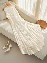 SHEIN Clasi Vestido plisado elegante para mujer, adecuado para la oficina, vacaciones y citas