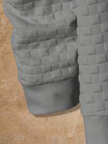 HIMLAND Men's Letter Graphic Long Sleeve Casual Knit Crew Neck Pullover Sweatshirt Waffle Knit Long Sleeve Grey Jersey Grey Sweatshirt Grey Sweater Men Men Long Sleeve Knit - Grey - View 4