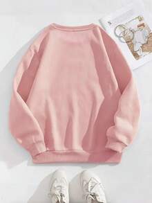 Sudadera femenina mujer casual estampado cuello redondo manga larga pino arbolito estrella letras tipo bordado navidad diseño divertido tela gruesa holgada otoño invierno para fiestas casa calle escuela cool tejido brillos cuernos - Rosa - Ver 2