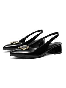 CUCCOO CURVES Plus Size Women's Pointed Toe High Heel Shoes, Fashion Nude Strap Buckle Design, Elegant Ladies High Heels For Christmas - Black - View 2