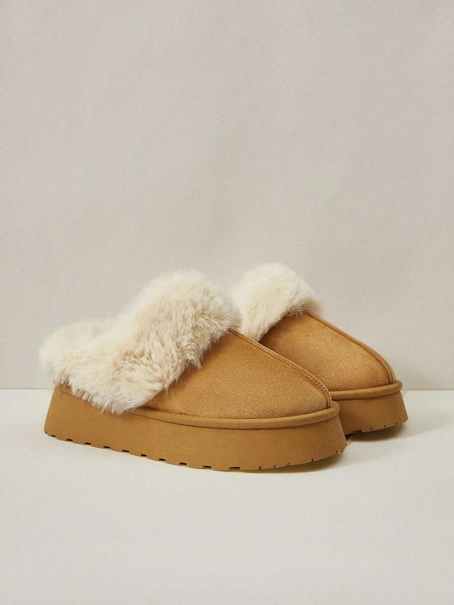 Cuccoo 女士厚底舒适保暖休闲雪地靴，多功能 - 駝色 - 查看 1