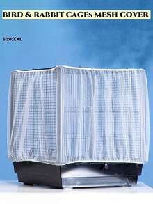 1pc Birdcage Cover, Splash-Proof Mesh Netting With Embroidered Patterns For Parakeet Cage - White - View 4