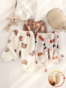 SHEIN 3pcs Set Baby Boy & Baby Girls' Plaid Multicolor Warm Pants, Suitable For In Autumn/Winter - Multicolor - View 2