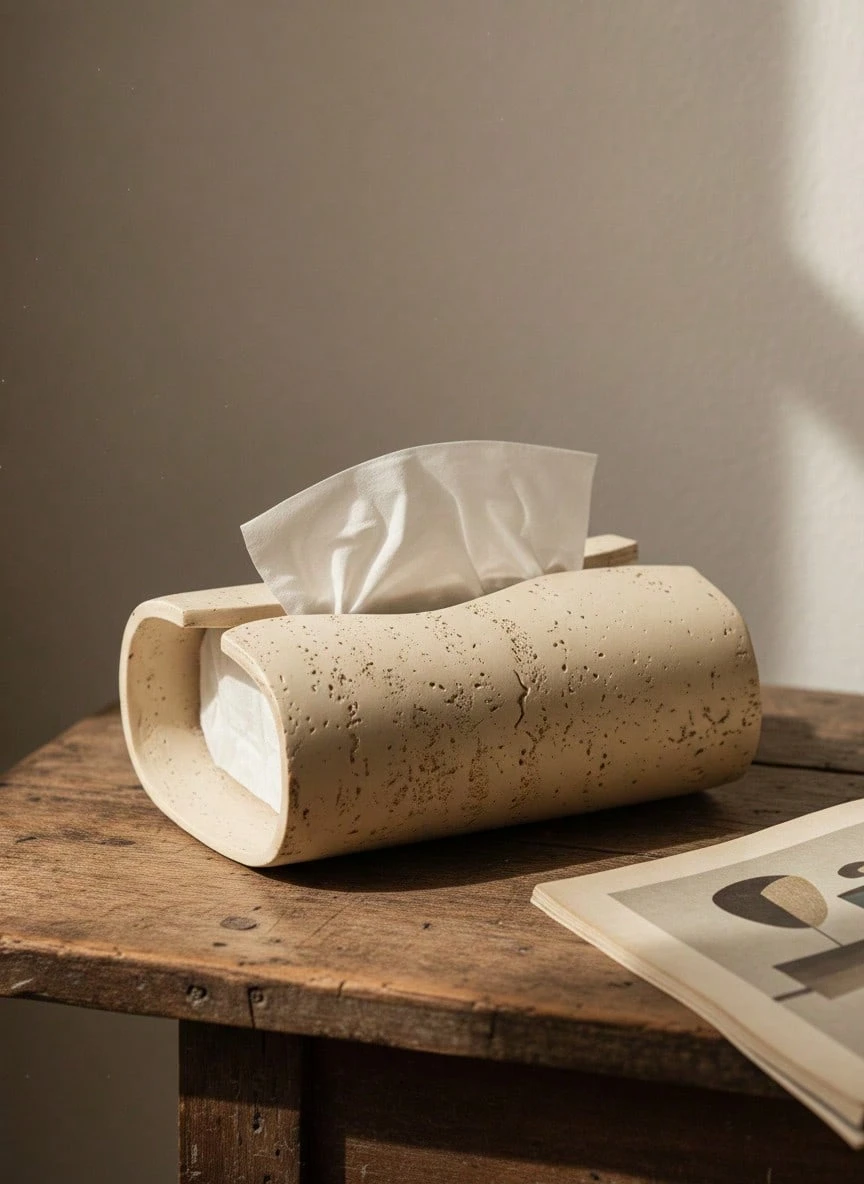 Cirelle 1pc Resin Tissue Box Antique Wabi-Sabi Style Dongshi Texture Tissue Box Desktop Holder Art Decoration Home Decor Gifthome Decor,School Supplies - Tissue Box - View 1