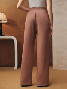 Anewsta Women's Asymmetrical Fabric Embroidered Graphic Straight Leg Sweatpants, Fashionable Design, Suitable For Spring, Summer, Carnival, Casual Wear - Khaki - View 7