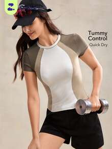 OutZeal 女士户外运动健身服吸汗紧身撞色上衣