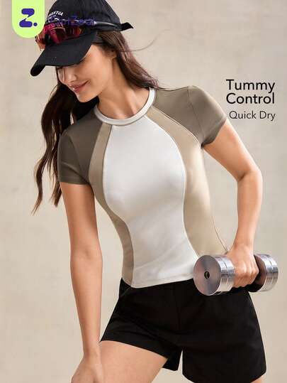 OutZeal 女士户外运动健身服吸汗紧身撞色上衣