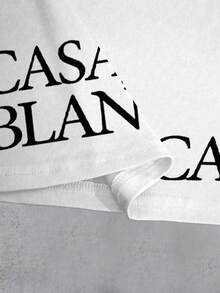 Manfinity Dauomo Men's Letter Print Drawstring Waist Casual Pocket Shorts