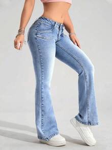 Rivivi Quần Jeans Denim Thường Ngày Màu Sáng Dành Cho Nữ - Rửa trung bình - Xem 5