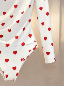 SHEIN Franclia Moderiktig, elegant och sexig kroppsdräkt med hjärtmönster för kvinnor - Multifärgad - Visa 4