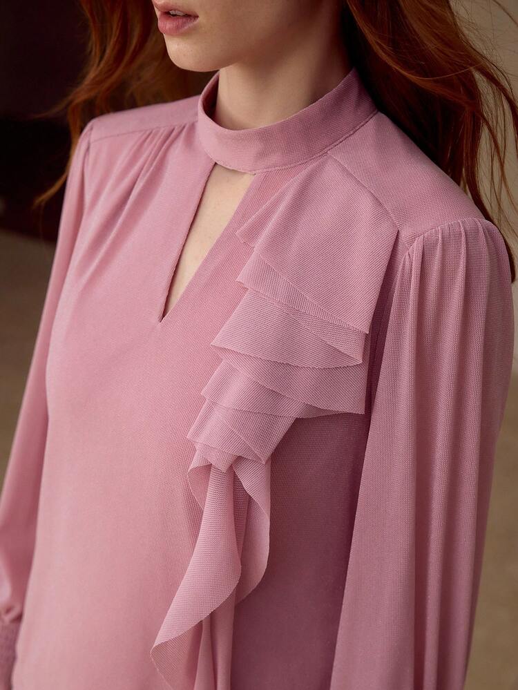 WOMEN'S SHINY PINK BLOUSE FOR DATE & PARTY